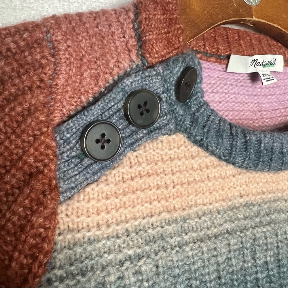 Madewell Sweater Womens XXS Space Dyed Button Shoulder Pullover Alpaca Blend - Picture 3 of 6